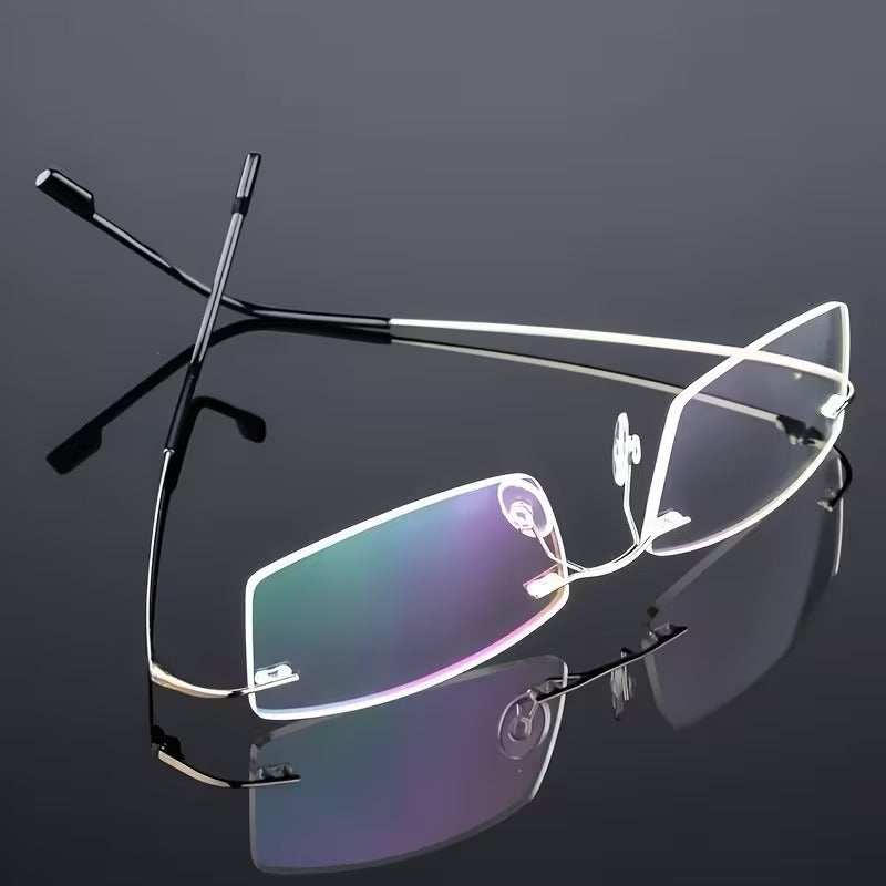 Titanium Alloy Ultra-Light Rimless Square Eyeglasses for Men & Women