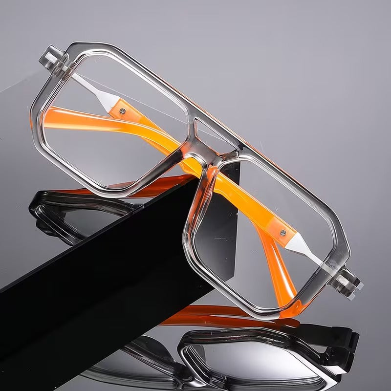 Unisex Retro Square Eyeglasses with Double Bridge