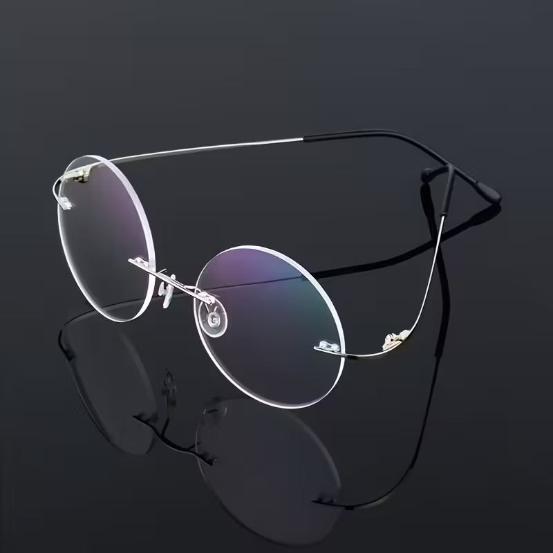 Ultra-Lightweight Retro Round Frameless Titanium Glasses