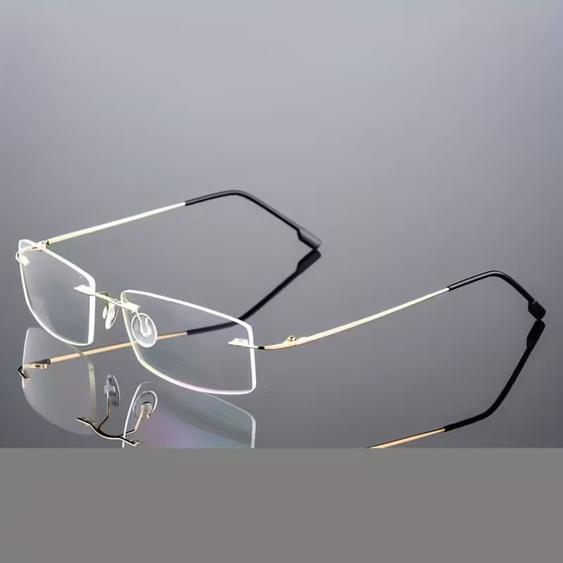 Titanium Alloy Ultra-Light Rimless Square Eyeglasses for Men & Women