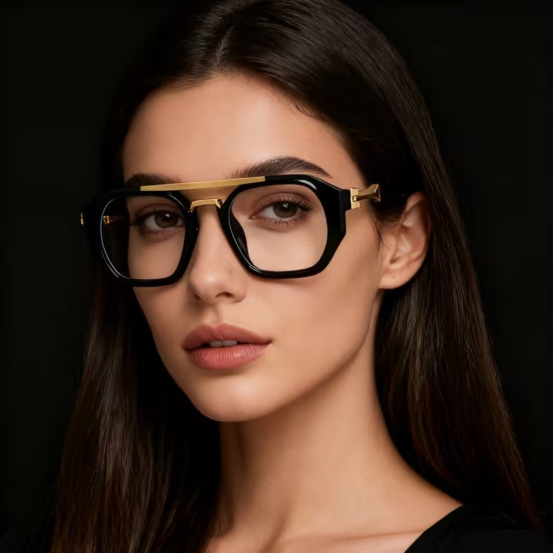 Luxury Double Bridge Square Eyeglasses for Men & Women
