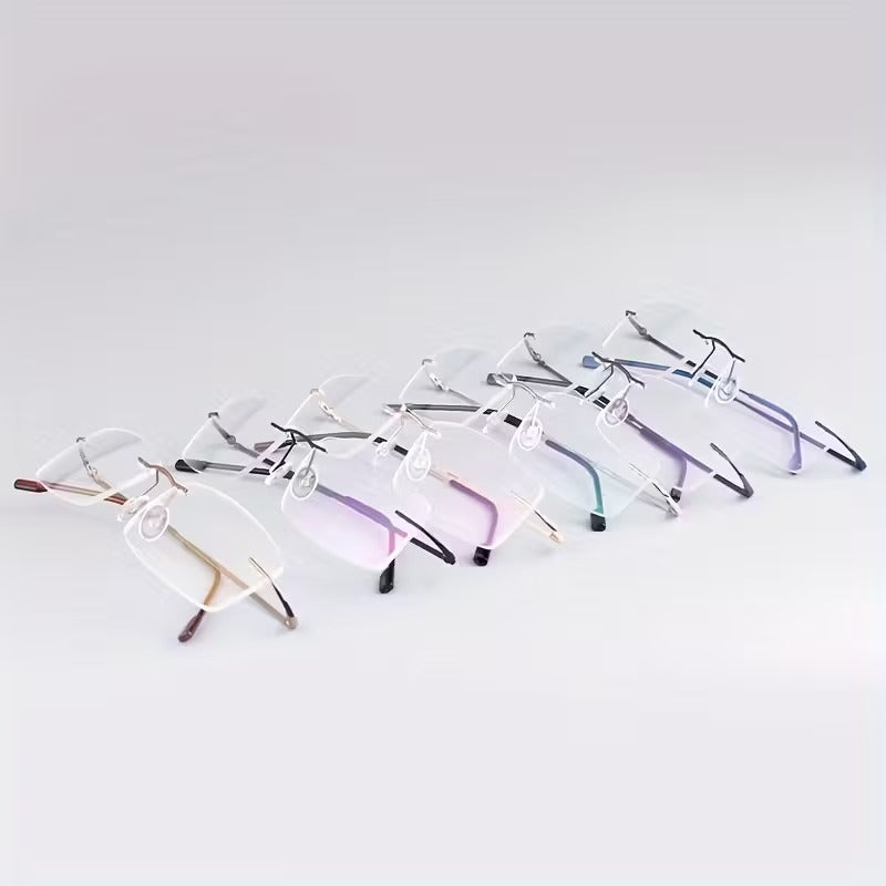 Titanium Alloy Ultra-Light Rimless Square Eyeglasses for Men & Women