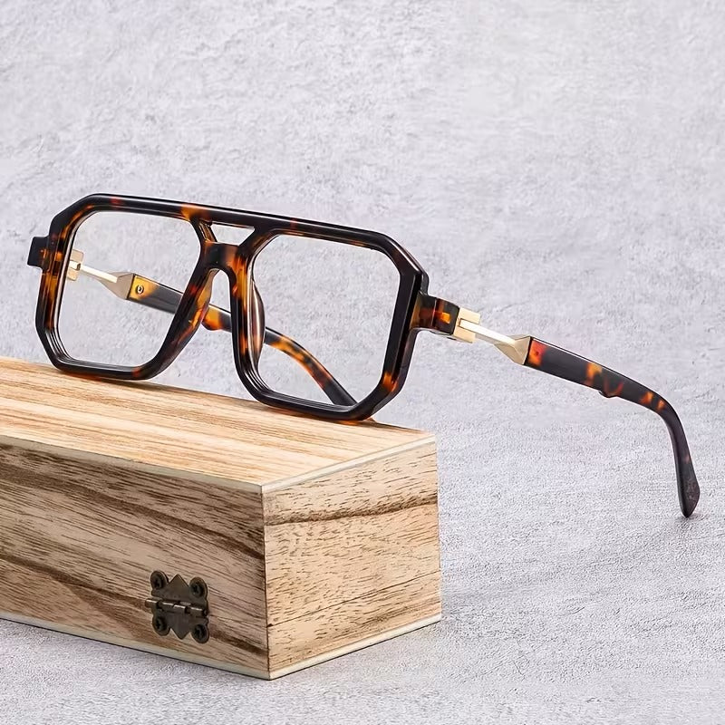 Premium Double Bridge Square Blue Light Blocking Glasses for Men & Women