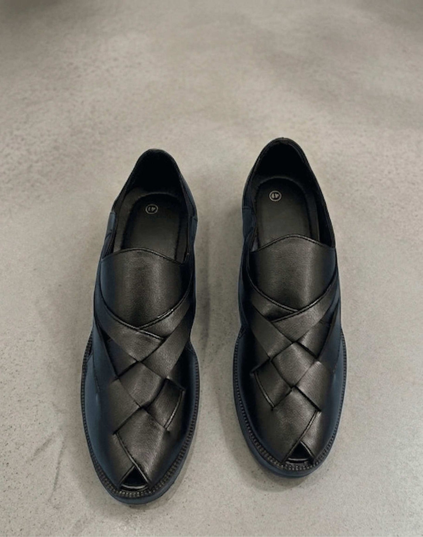 Men’s Premium Woven Leather Slip-On Loafers – Stylish Casual Ethnic Comfort Shoes