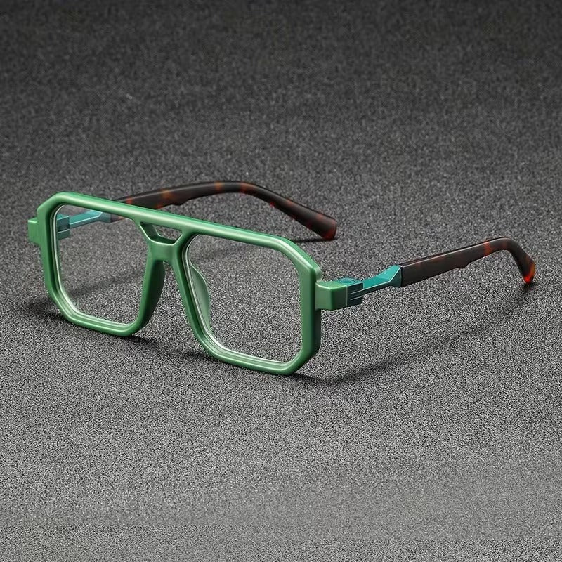 Unisex Retro Square Eyeglasses with Double Bridge