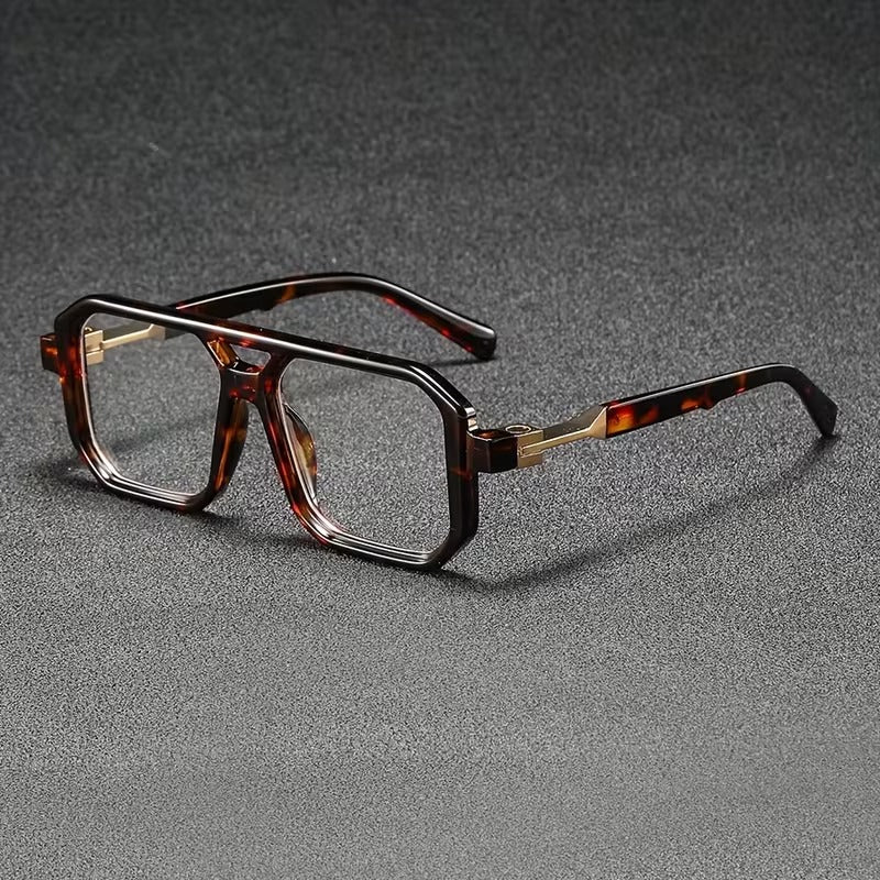 Unisex Retro Square Eyeglasses with Double Bridge