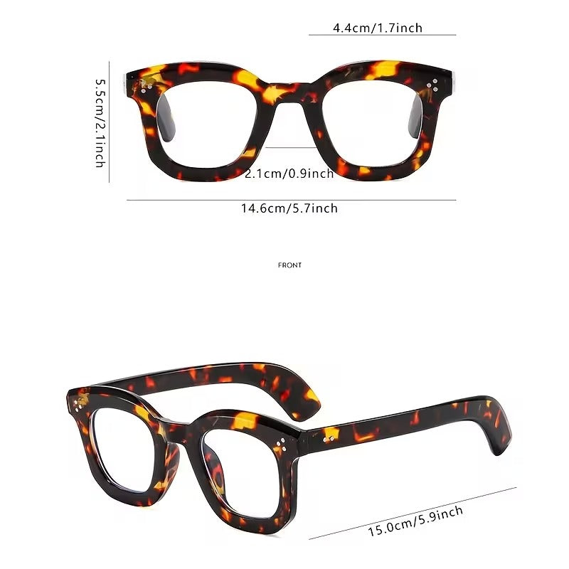 Large Square Retro Eyeglasses for Men and Women | Vintage Clear Lens