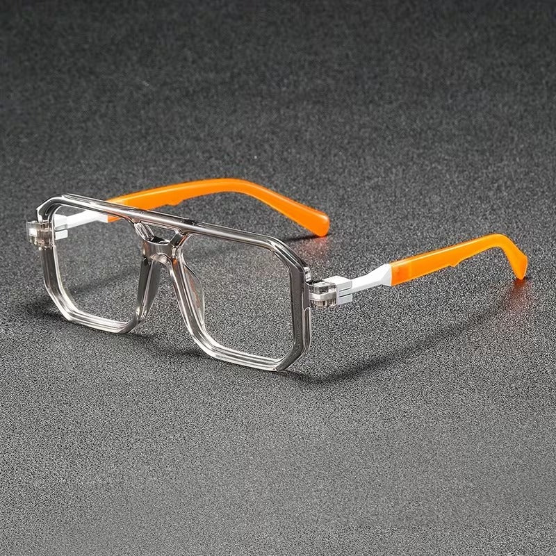 Unisex Retro Square Eyeglasses with Double Bridge