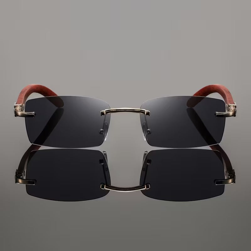 Rimless Rectangular Glasses for Men & Women | Gold & Black