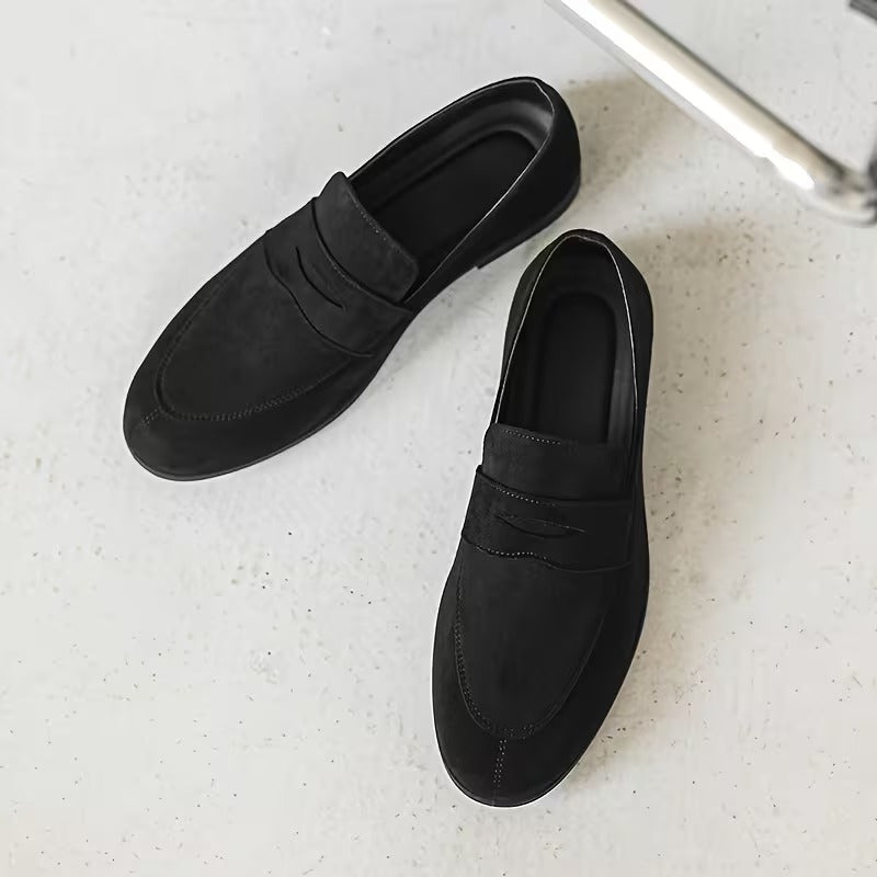 Premium Suede Penny Loafers for Men – Genuine Leather Slip-On Casual Shoes