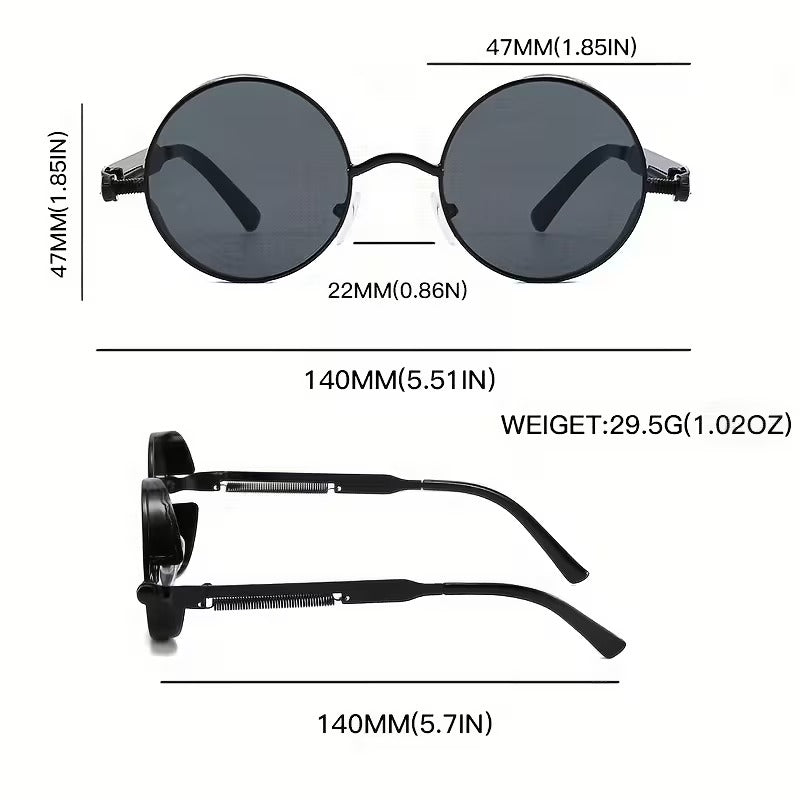 Vintage Round Steampunk Sunglasses for Men & Women