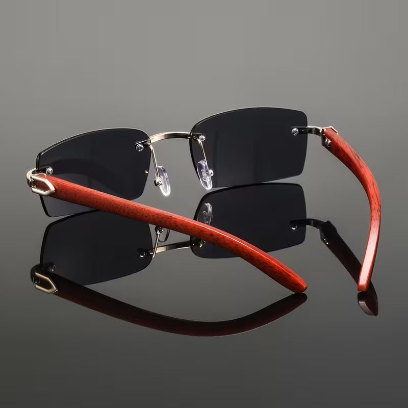 Rimless Rectangular Glasses for Men & Women | Gold & Black