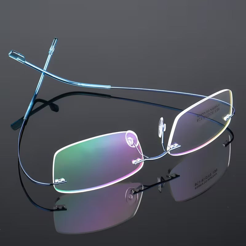 Titanium Alloy Ultra-Light Rimless Square Eyeglasses for Men & Women