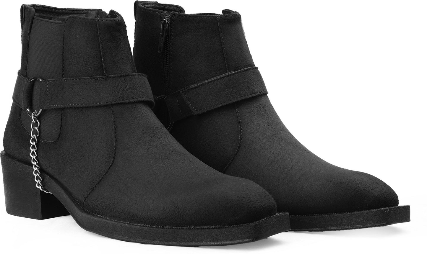 JonasParamount Men’s Black Chelsea Boots with Chain Detail