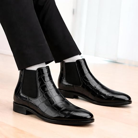 Premium Faux Leather Slip-On Casual & Formal Dress Boots