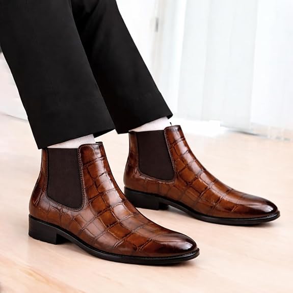 Premium Faux Leather Slip-On Casual & Formal Dress Boots