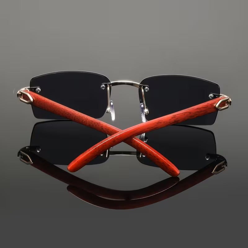 Rimless Rectangular Glasses for Men & Women | Gold & Black