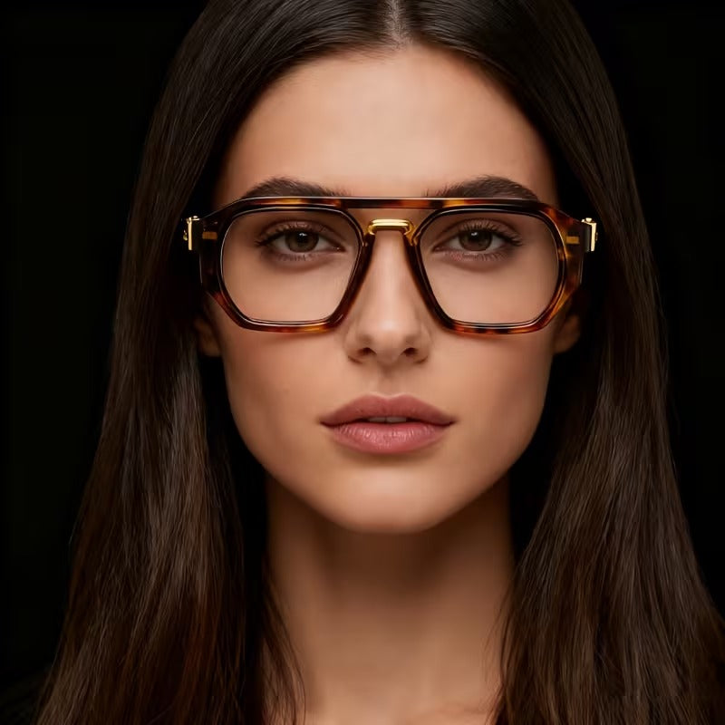 Luxury Double Bridge Square Eyeglasses for Men & Women