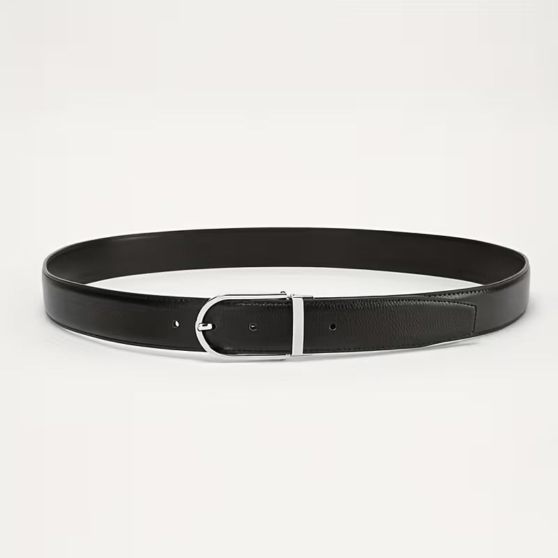 Men’s Classic Leather Belt – Simple Alloy Buckle Casual & Formal Waist Belt