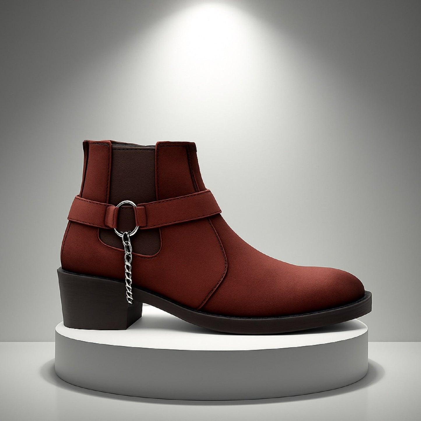 JonasParamount Men’s Brown Chelsea Boots with Chain Detail
