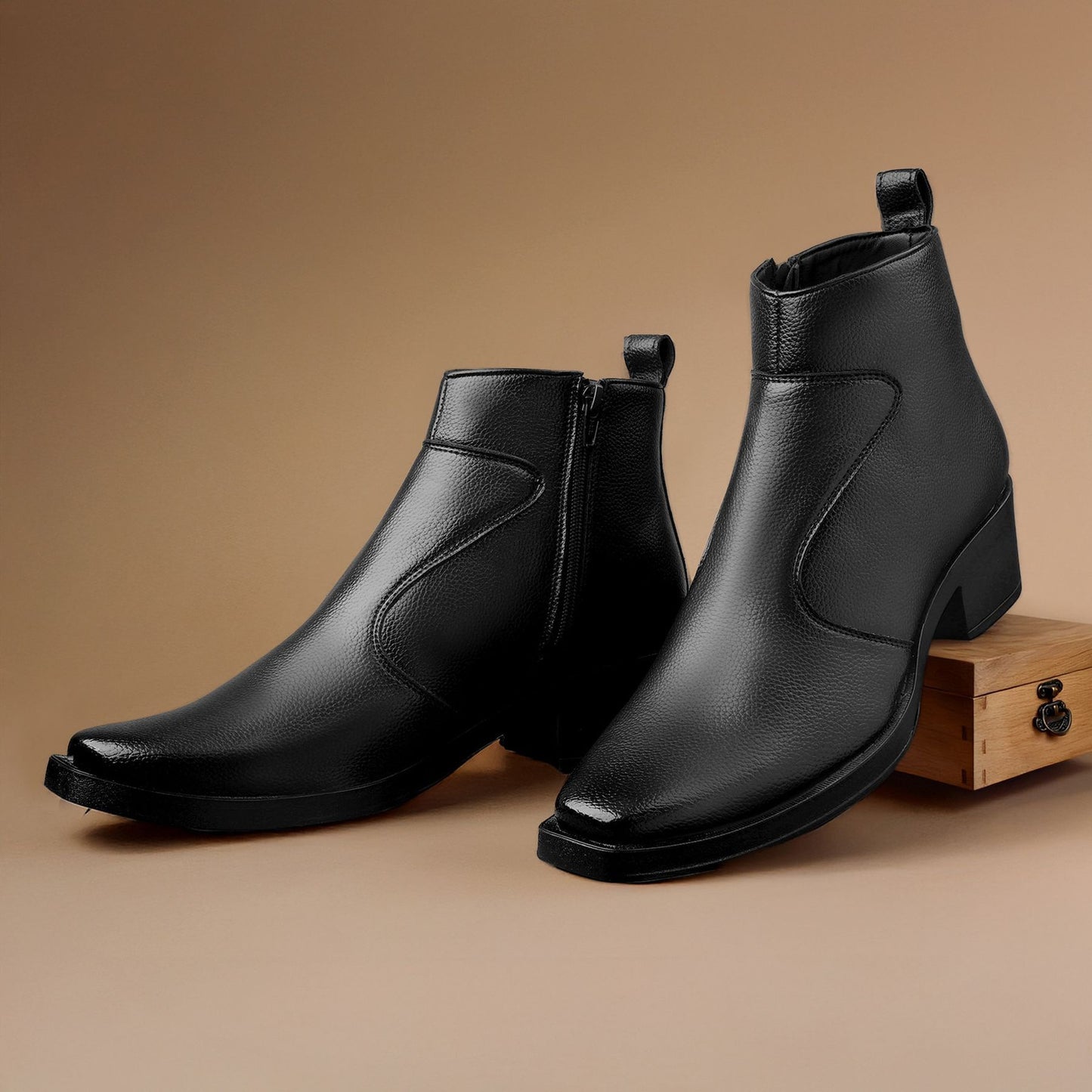 JonasParamount Men’s Black Height Increasing Ankle Boots