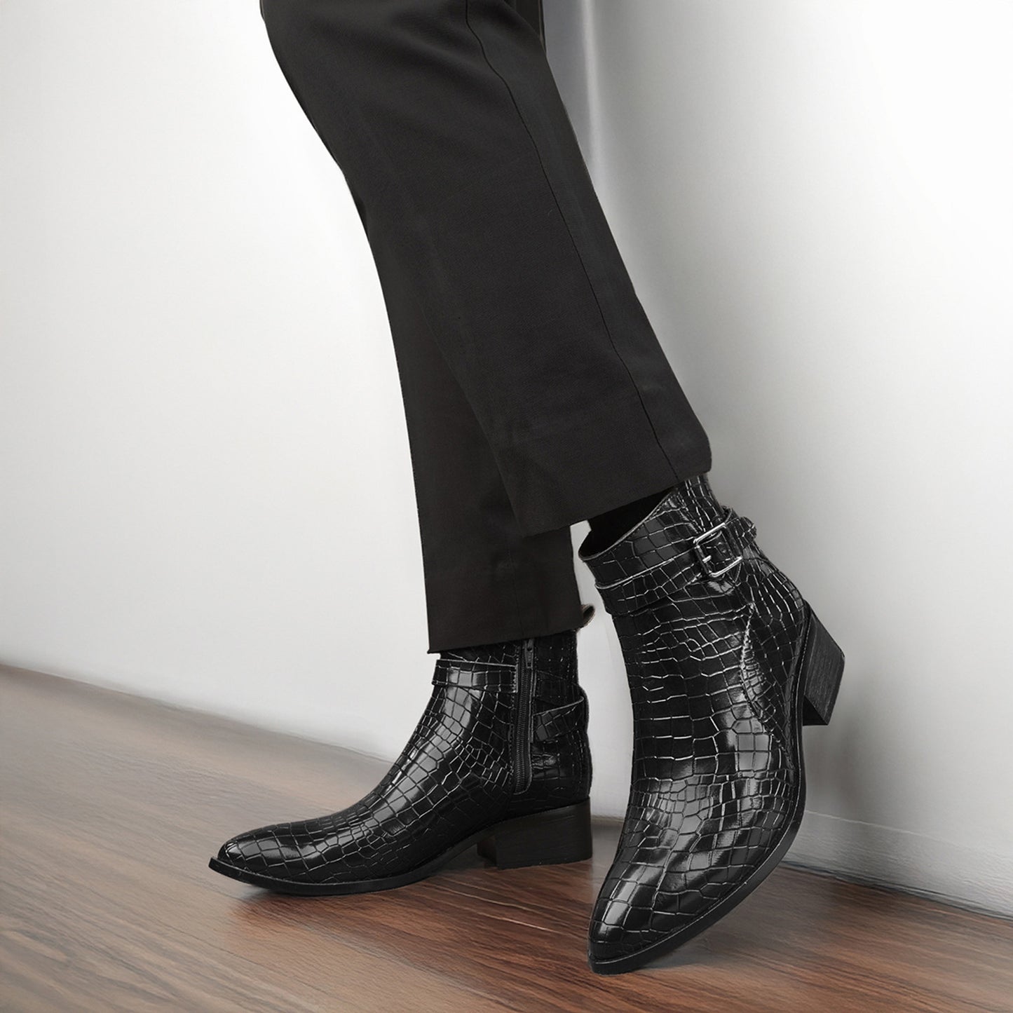 JonasParamount Men’s Black High Ankle Block Heel Boots