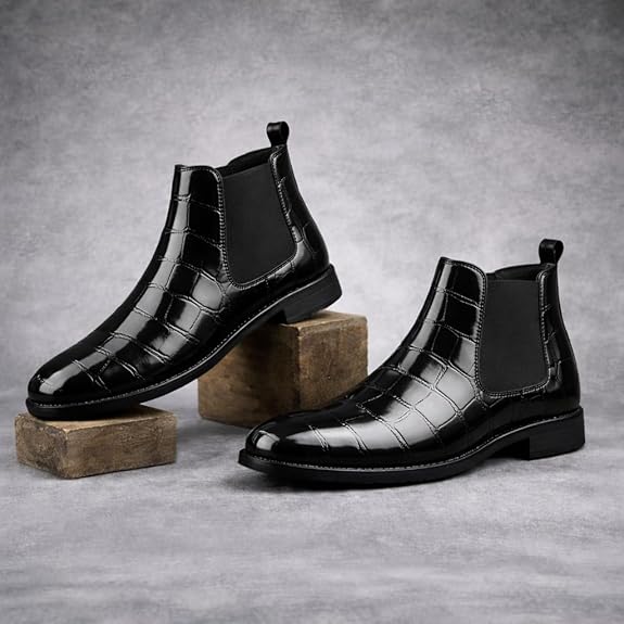 Premium Faux Leather Slip-On Casual & Formal Dress Boots