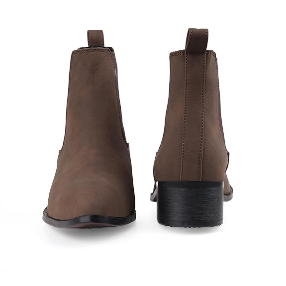 Men’s Pointed Toe 1.8 Inch Height Increasing Faux Leather Slip-On Casual & Formal Boots