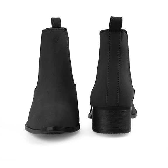 Men’s Pointed Toe 1.8 Inch Height Increasing Faux Leather Slip-On Casual & Formal Boots
