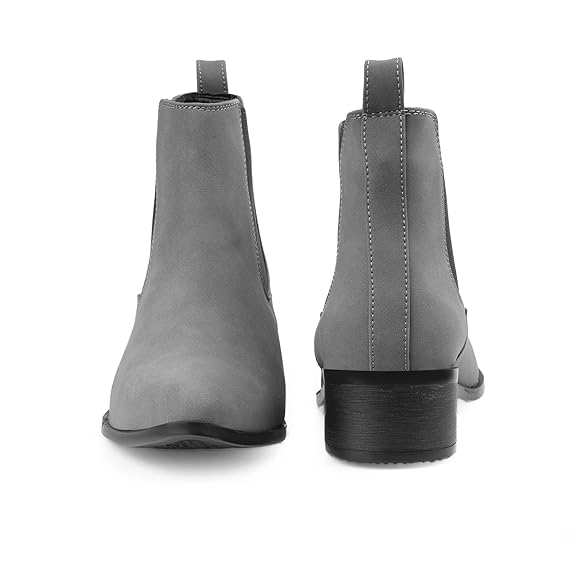 Men’s Pointed Toe 1.8 Inch Height Increasing Faux Leather Slip-On Casual & Formal Boots