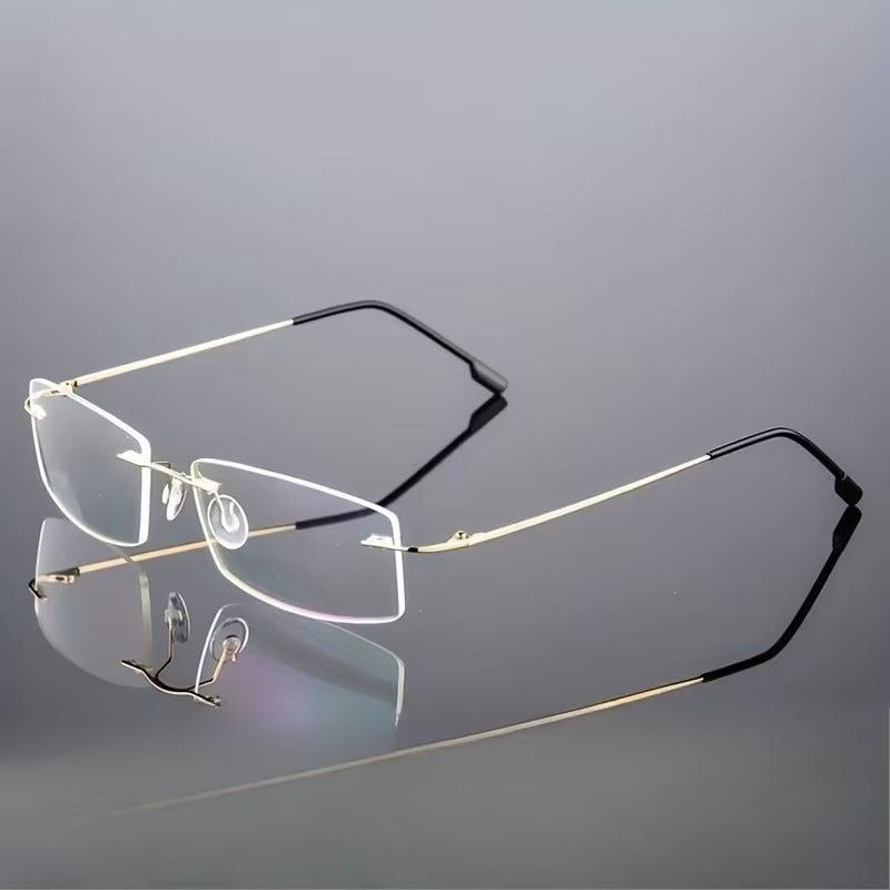 Titanium Alloy Ultra-Light Rimless Square Eyeglasses for Men & Women
