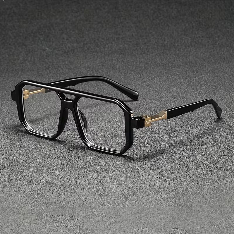 Unisex Retro Square Eyeglasses with Double Bridge