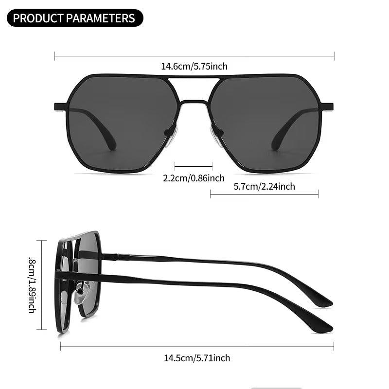 Double Bridge Metal Frame Sunglasses for Men & Women