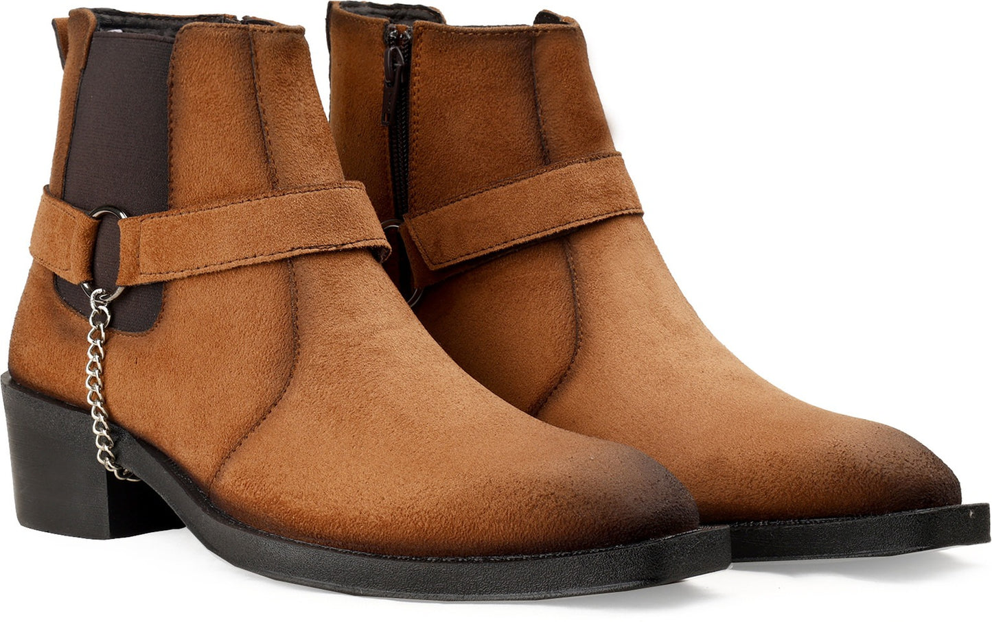 JonasParamount Men’s Tan Chelsea Boots with Chain Detail