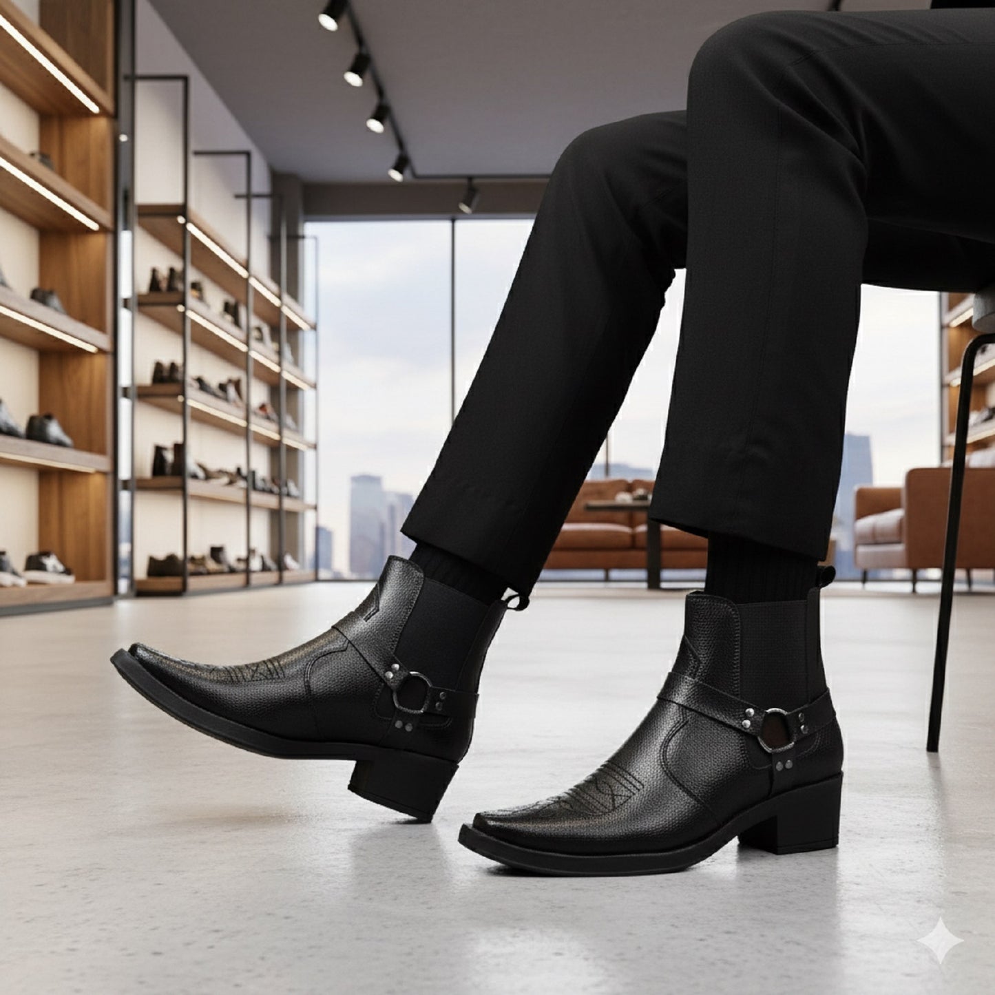 JonasParamount Men’s Black Buckle Chelsea Boots