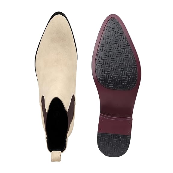Men’s Pointed Toe 1.8 Inch Height Increasing Faux Leather Slip-On Casual & Formal Boots