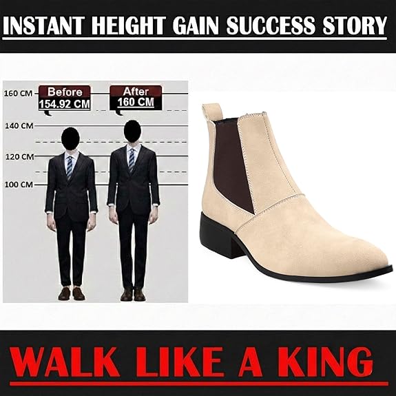 Men’s Pointed Toe Height Increasing Faux Leather Slip-On Formal & Casual Boots
