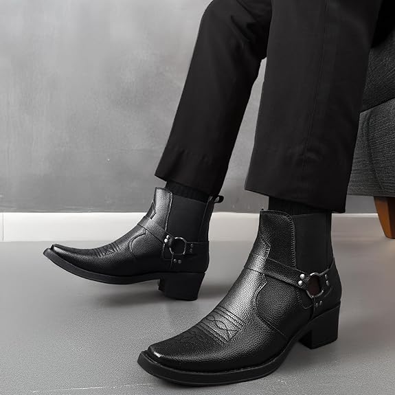 JonasParamount Men’s Black Buckle Chelsea Boots