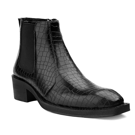 JonasParamount Men’s Crocodile Texture Chelsea Boots