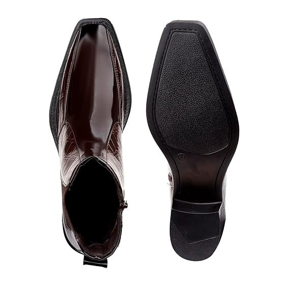 JonasParamount Brown Semi-Formal Croc Texture Chelsea Boots