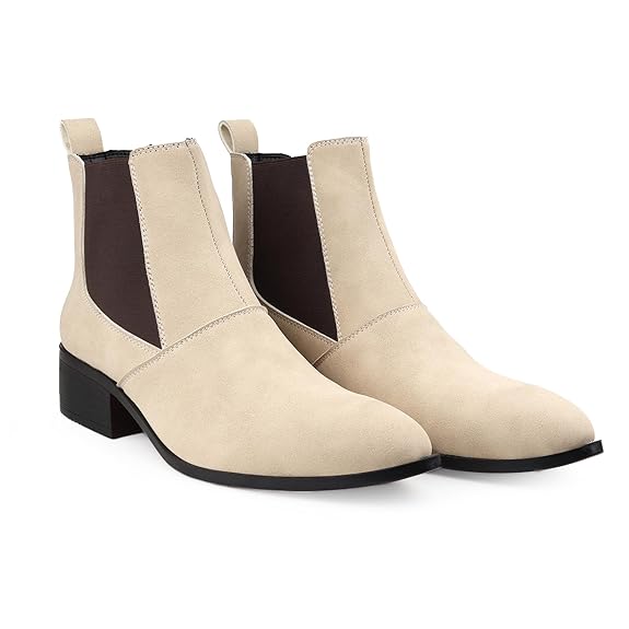 Men’s Pointed Toe Height Increasing Faux Leather Slip-On Formal & Casual Boots