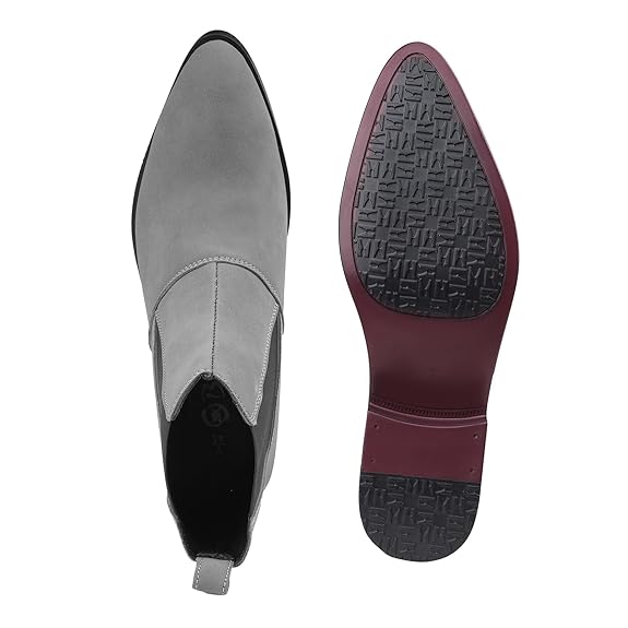 Men’s Pointed Toe Height Increasing Faux Leather Slip-On Formal & Casual Boots