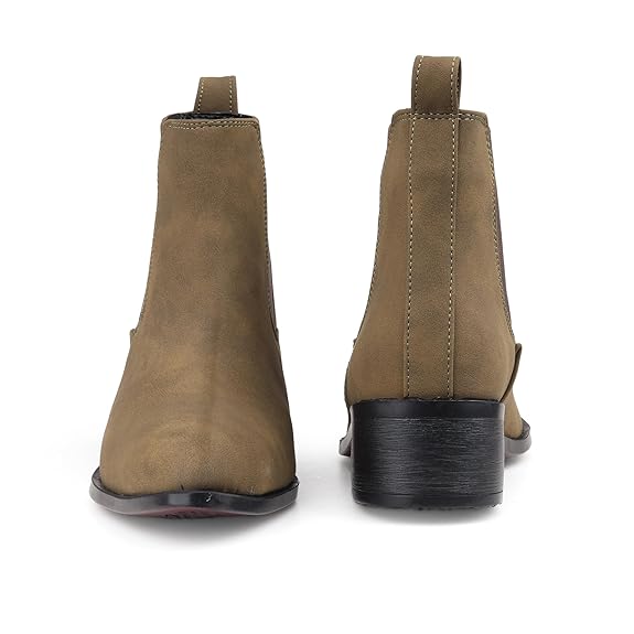 Men’s Pointed Toe 1.8 Inch Height Increasing Faux Leather Slip-On Casual & Formal Boots
