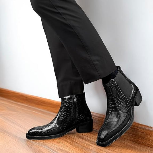 JonasParamount Men’s Crocodile Texture Chelsea Boots