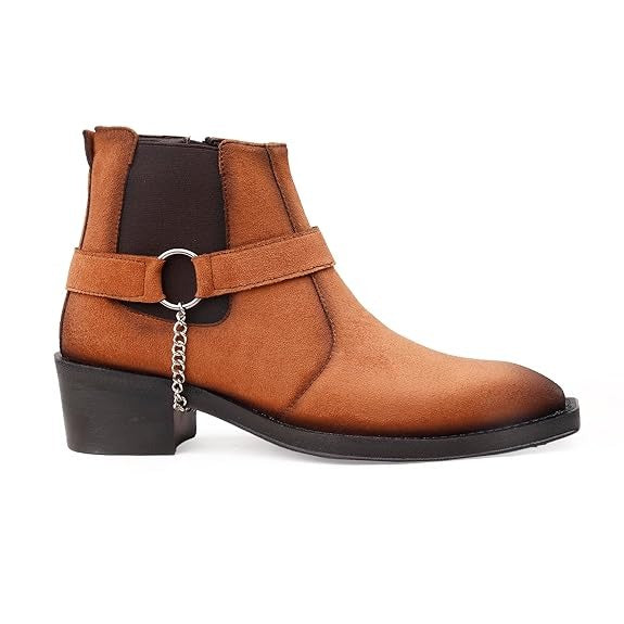 JonasParamount Men’s Tan Chelsea Boots with Chain Detail