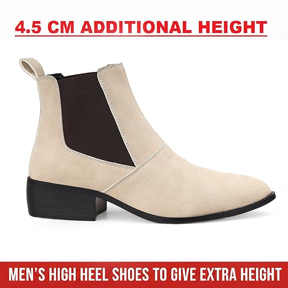 Men’s Pointed Toe Height Increasing Faux Leather Slip-On Formal & Casual Boots