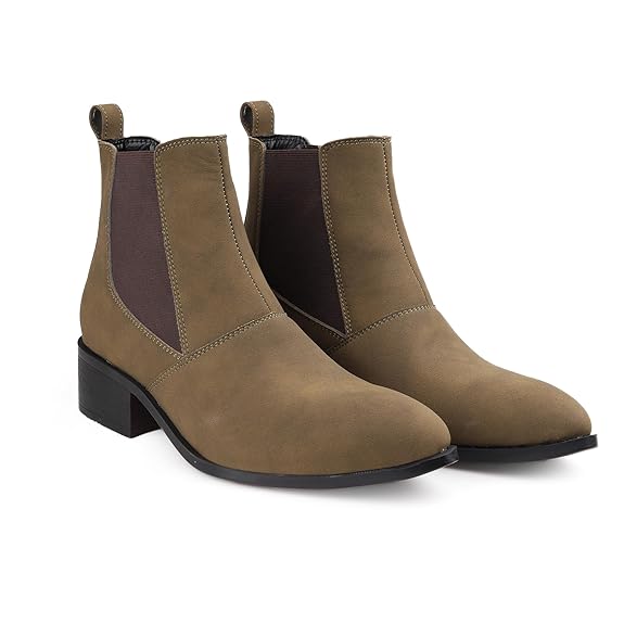 Men’s Pointed Toe Height Increasing Faux Leather Slip-On Formal & Casual Boots