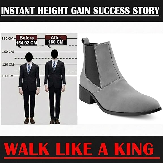 Men’s Pointed Toe Height Increasing Faux Leather Slip-On Formal & Casual Boots