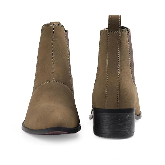 Men’s Pointed Toe Height Increasing Faux Leather Slip-On Formal & Casual Boots