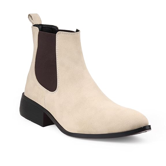 Men’s Pointed Toe 1.8 Inch Height Increasing Faux Leather Slip-On Casual & Formal Boots